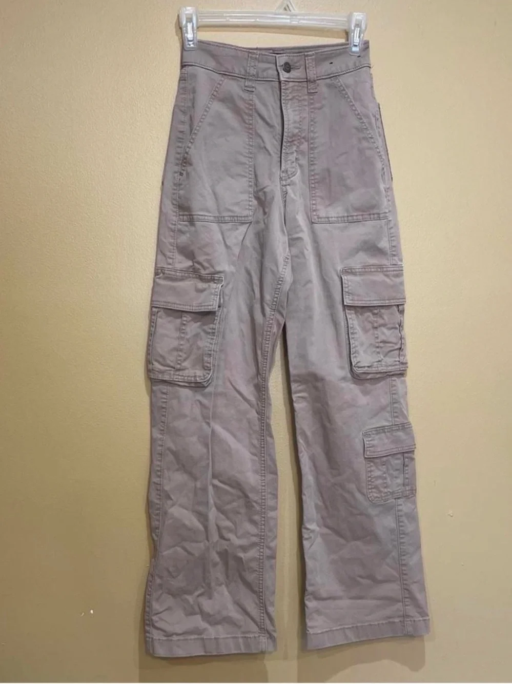 Hollister light brown Women's Cargo Pants with Multiple Pockets